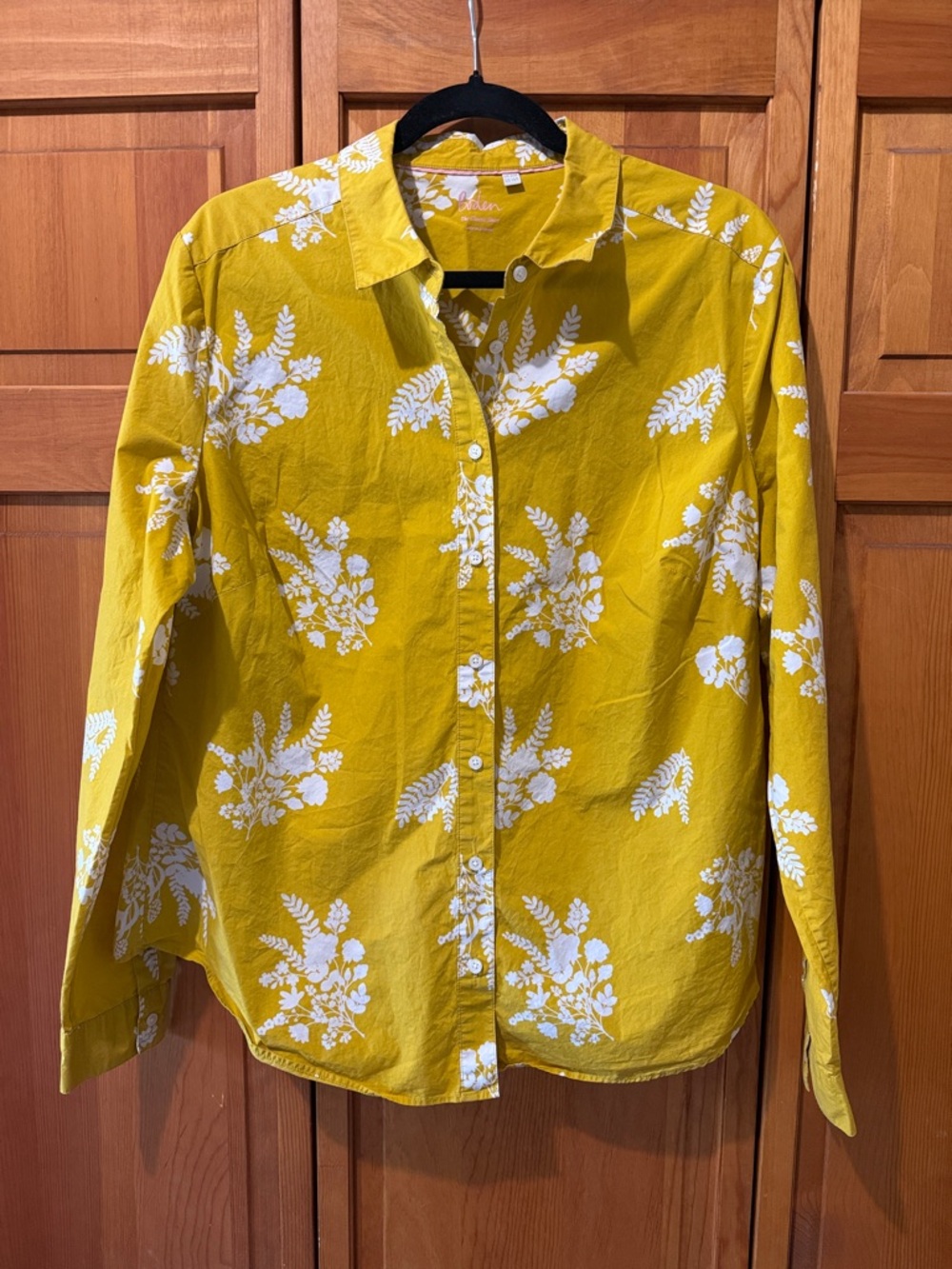 Boden Yellow Floral Button-Down Shirt